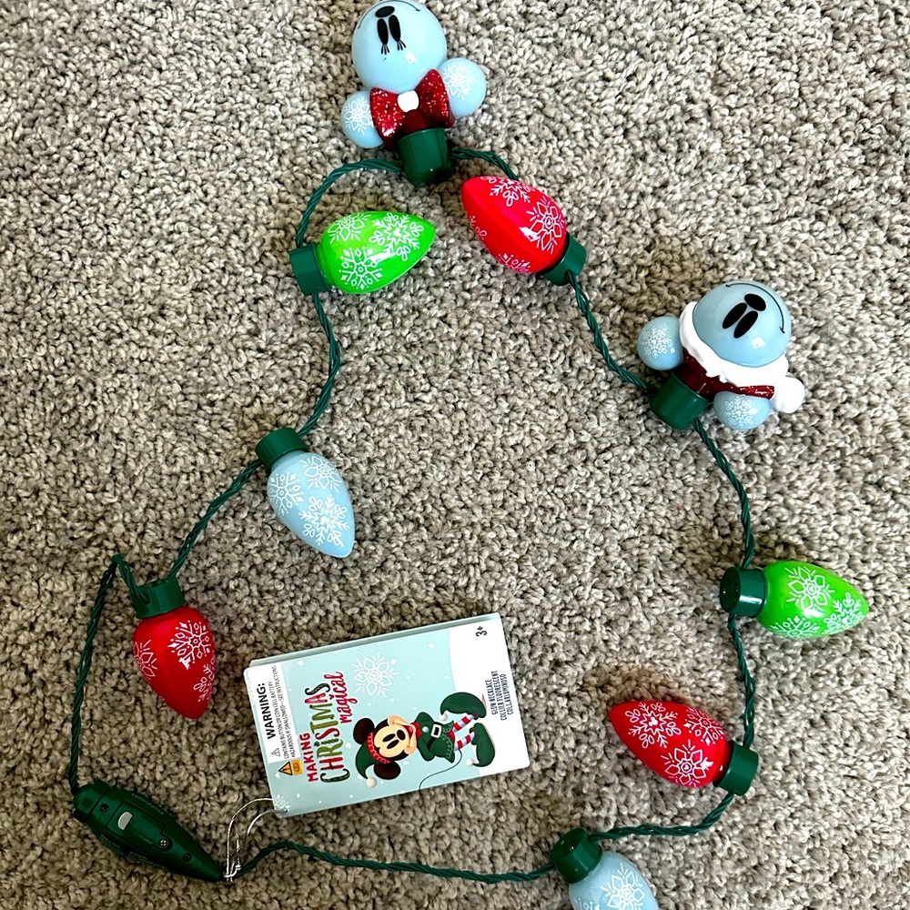 Mickey and Minnie Mouse Light-Up Holiday Glow Necklace